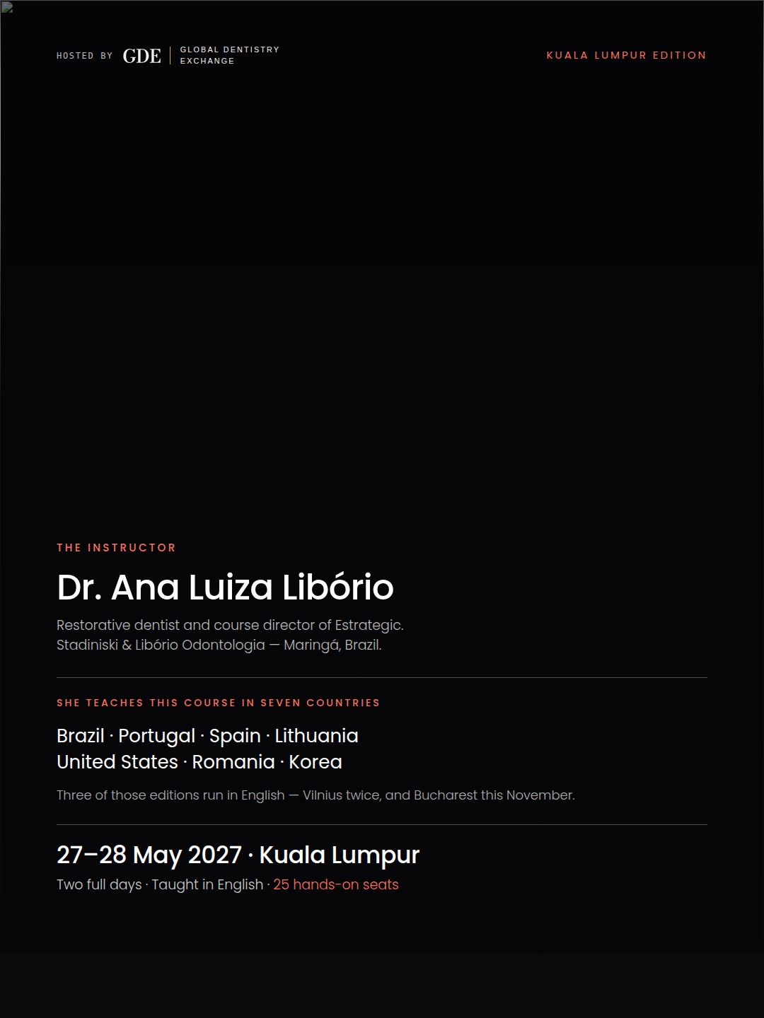 Estrategic, Kuala Lumpur — course poster for Dr. Ana Luiza Lib&oacute;rio, 27&ndash;28 May 2027